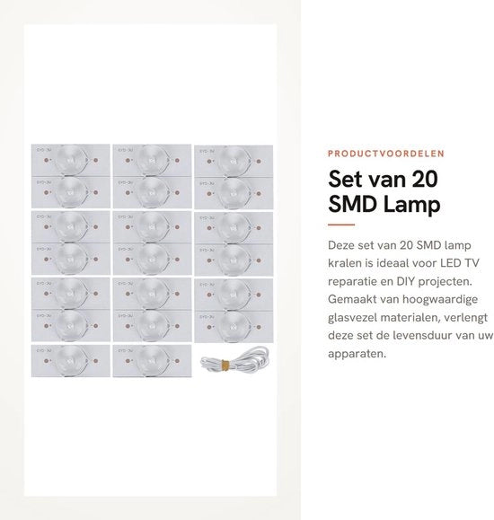 Set di 20 Lampadine SMD con Filo di Fibra Ottica per la Riparazione di TV LED
