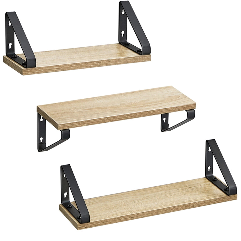 Set di 3 Mensole Sospese Sonoma in Acciaio e Legno