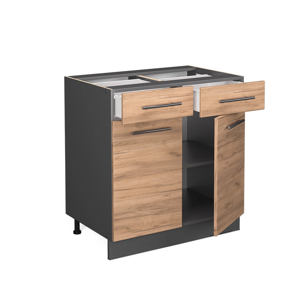Mobiletto base per cucina Fame-Line Rovere dorato/Antracite 80 cm, PL Marmo Vicco