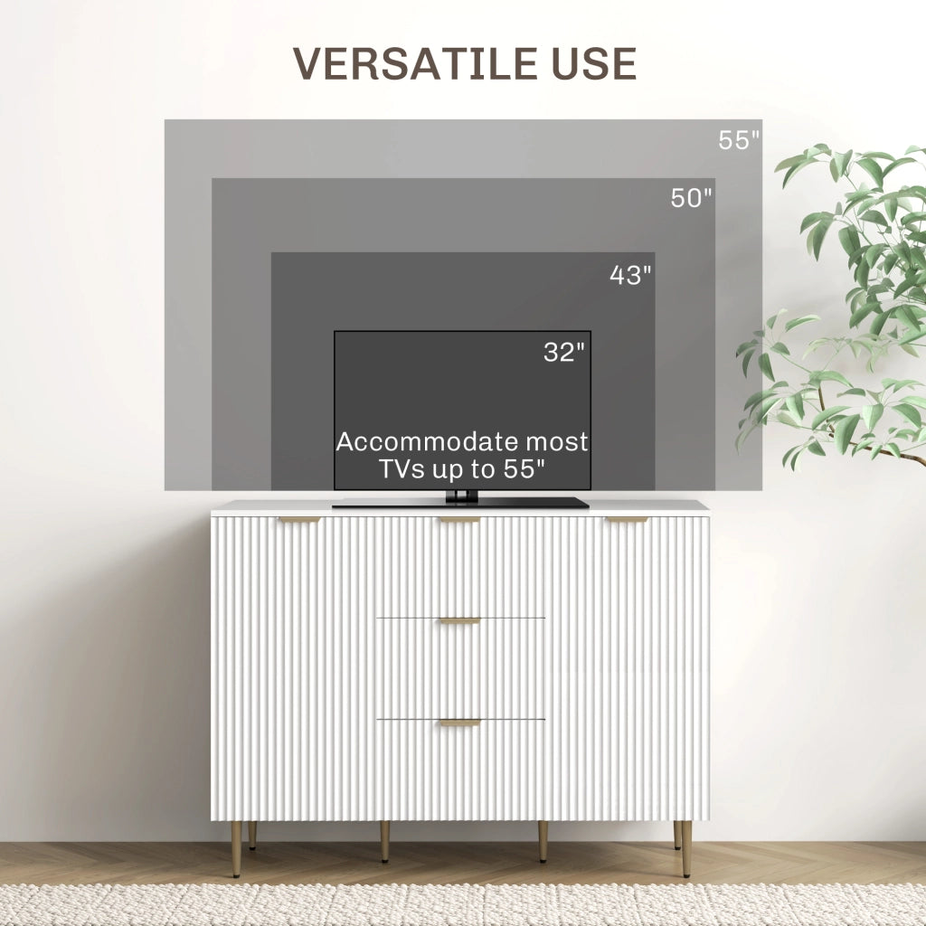Credenza con 3 Cassetti e 2 Ante ¨C Minimal ¨C Legno e Metallo, Bianco