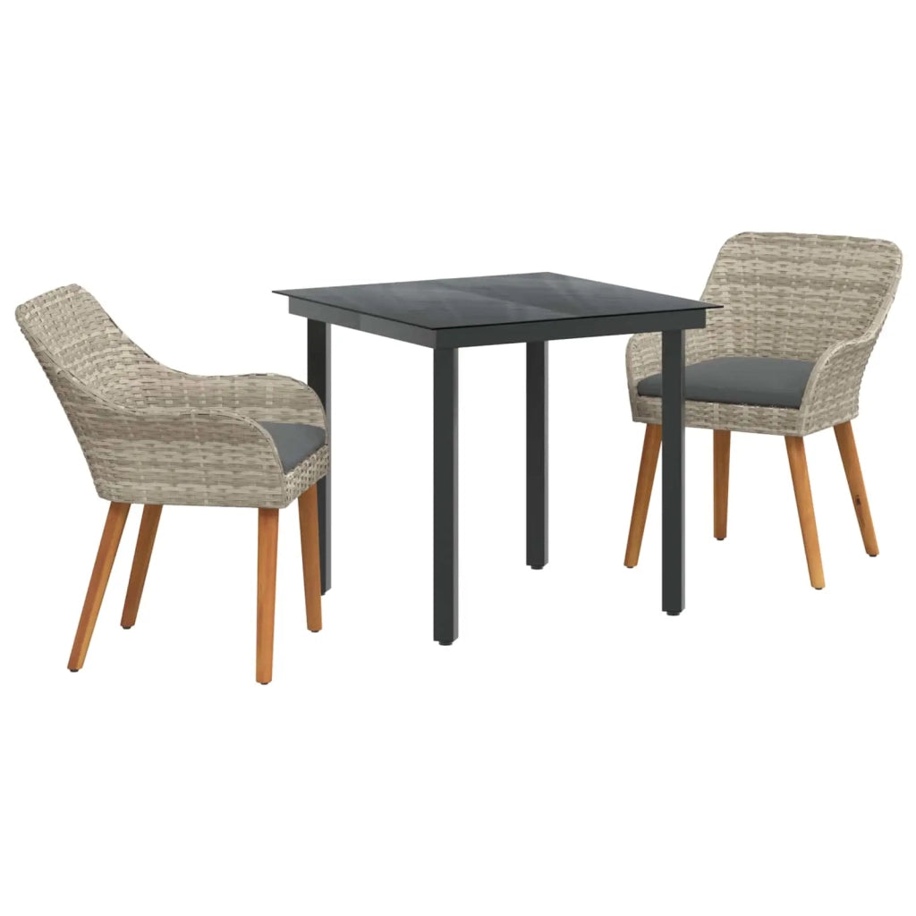 Set da Pranzo per Giardino 3 pcs Grigio chiaro polyrattan 3261712