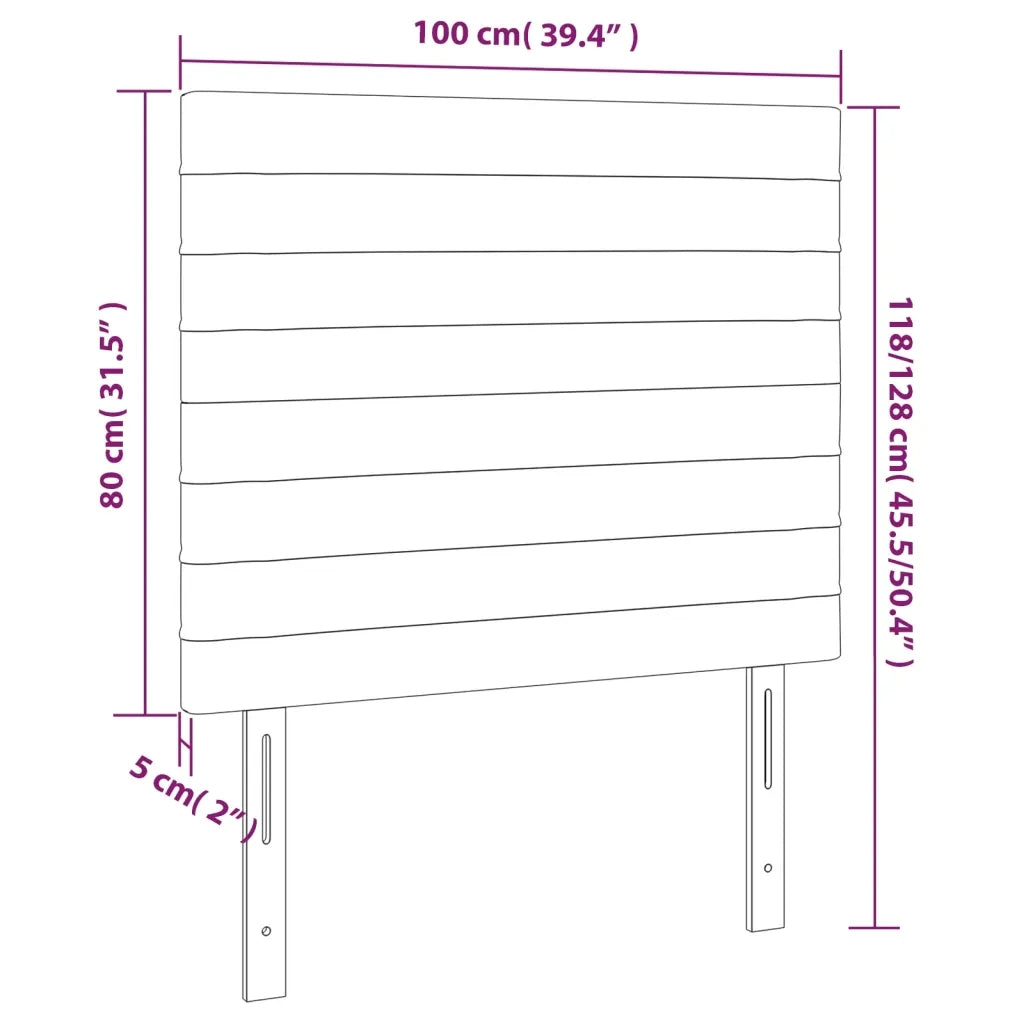 Testiera a LED-Testata con LED GrigioScuro 100x5x118/128cm in Velluto 133038