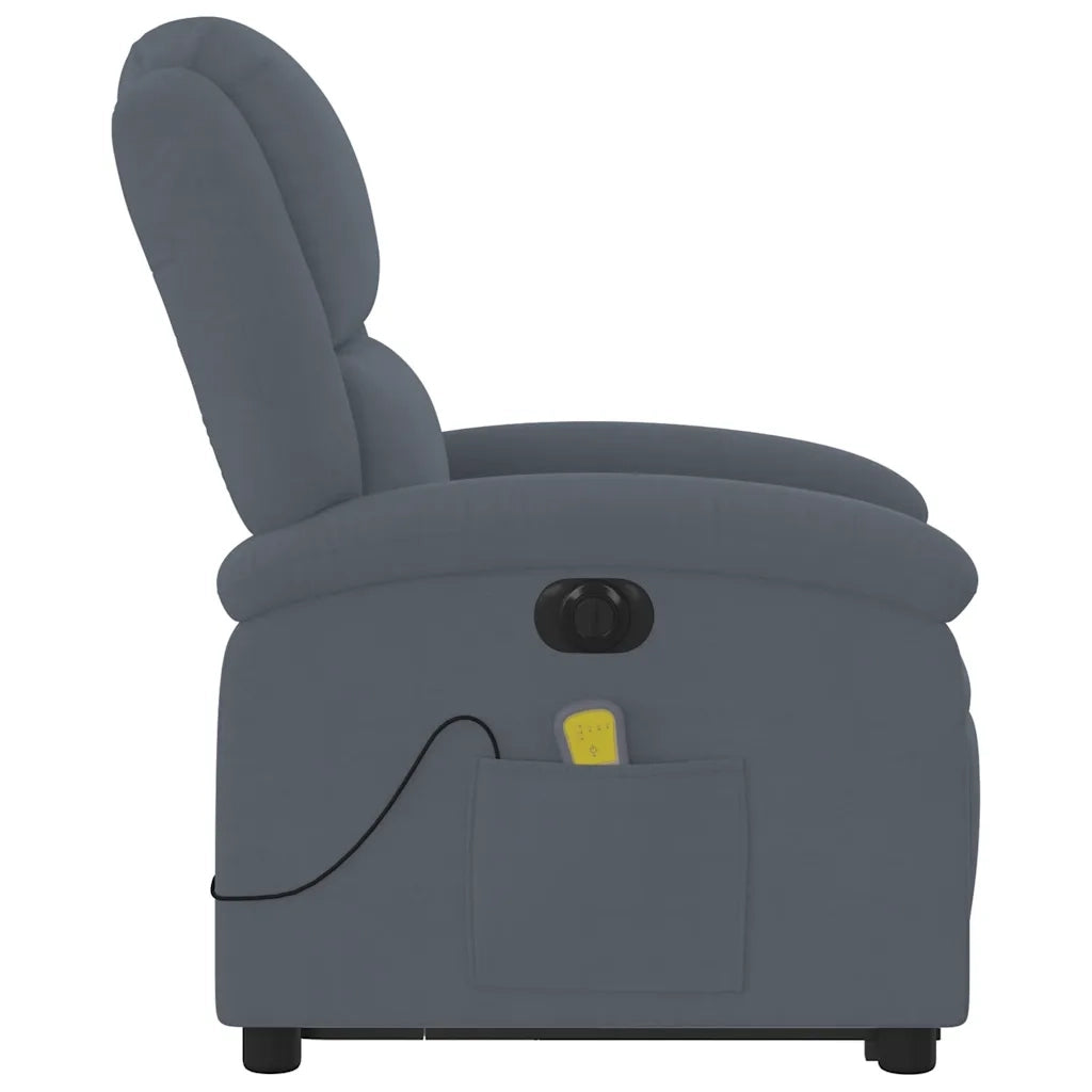 Poltrona Alzapersona Massaggio Elettrica Grigio Scuro Velluto 3204334