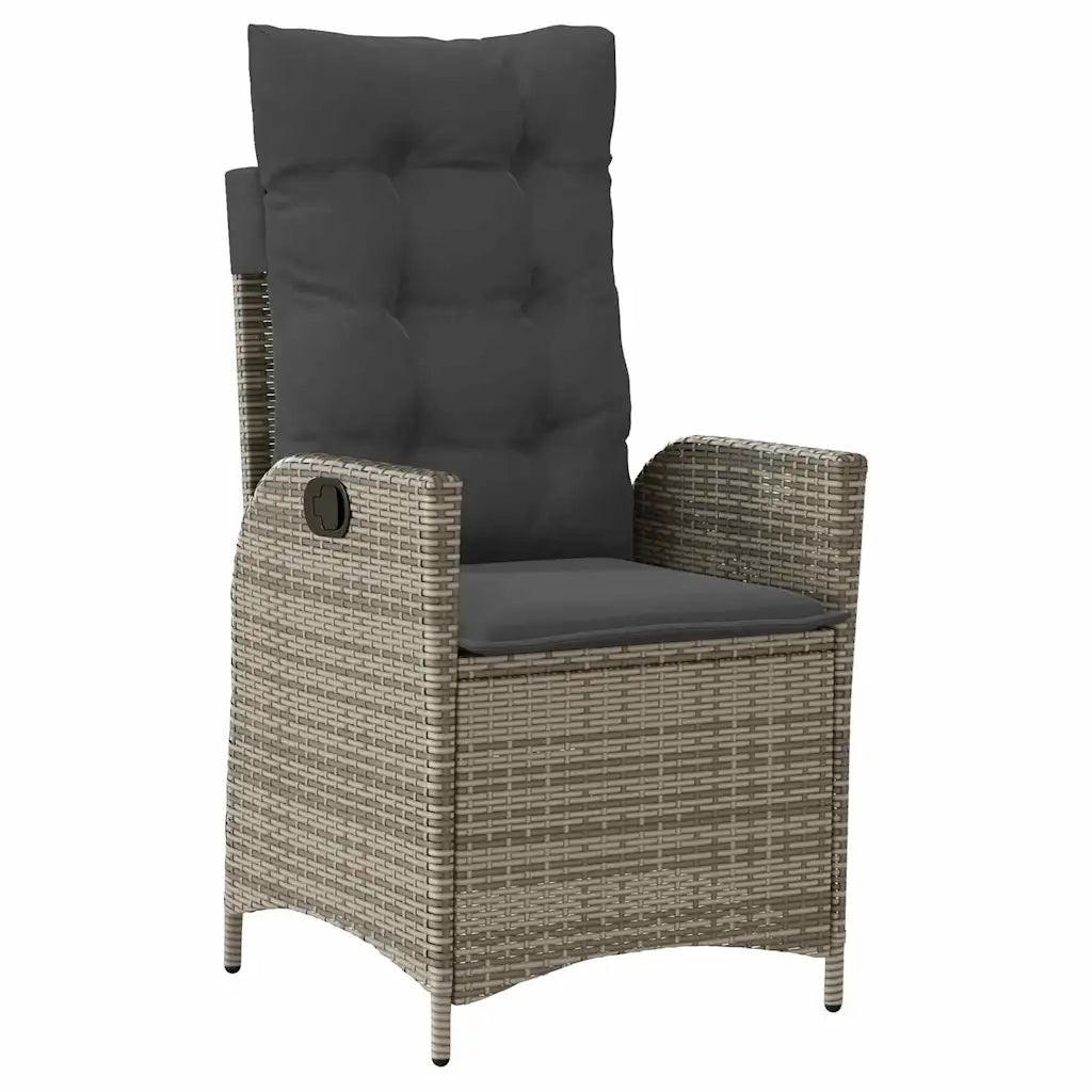 Set da Pranzo per Giardino con cuscino 5 pcs Grigio polyrattan