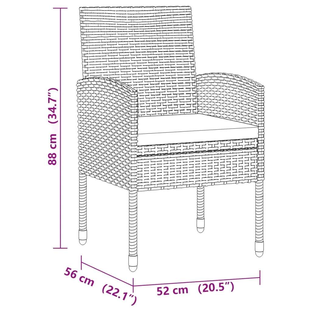 Set da Pranzo per Esterni 9 pz in Polyrattan Nero 3120111