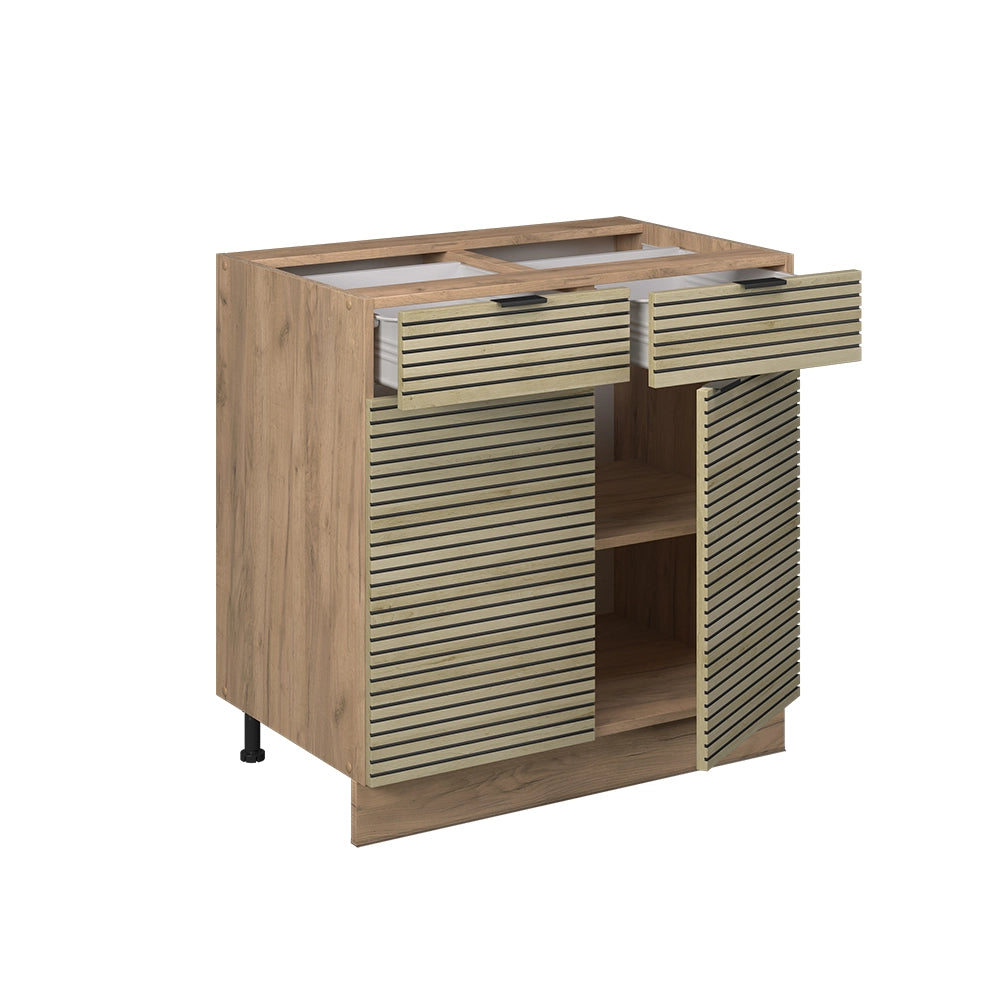 Mobiletto base per cucina Fame-Line Pannello in quercia/Rovere dorato 80 cm, PL Marmo Vicco