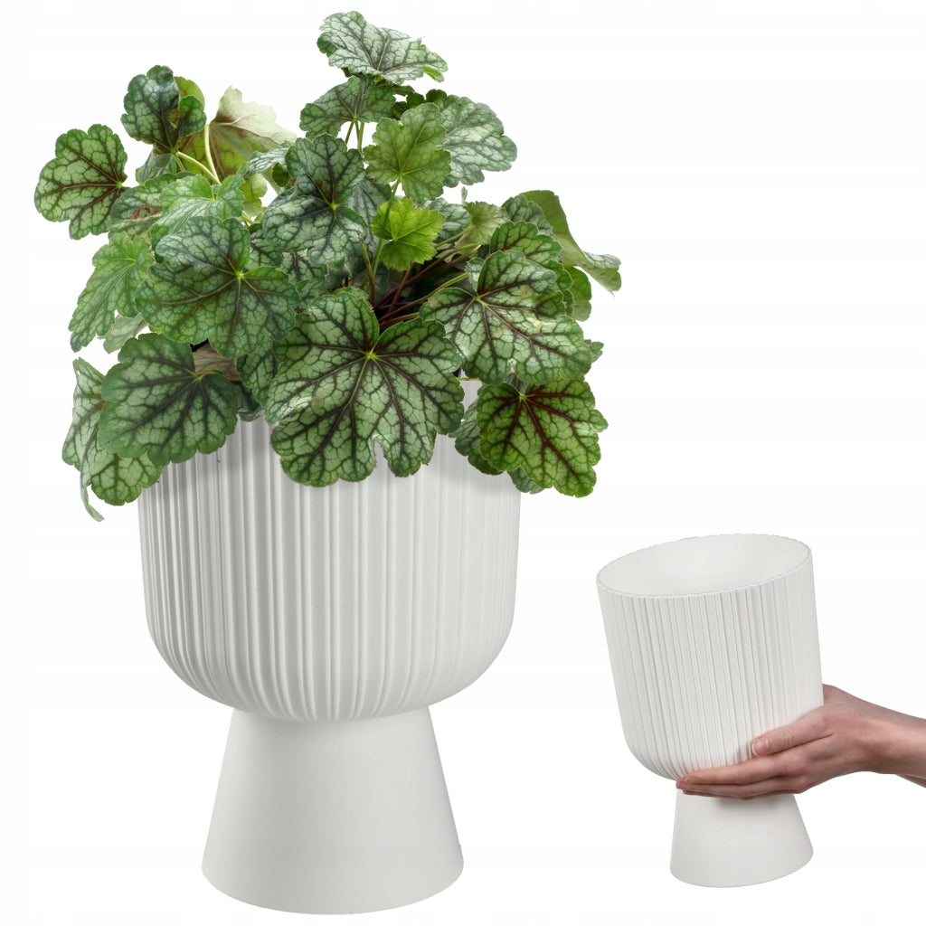 Vaso da fiori KADAX, vaso da fiori da giardino, copertura in plastica, 18 cm, supporto per fiori, bianco