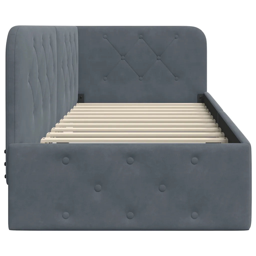 Cornice del letto ad angolo Grigio scuro 80 x 200 cm Velluto