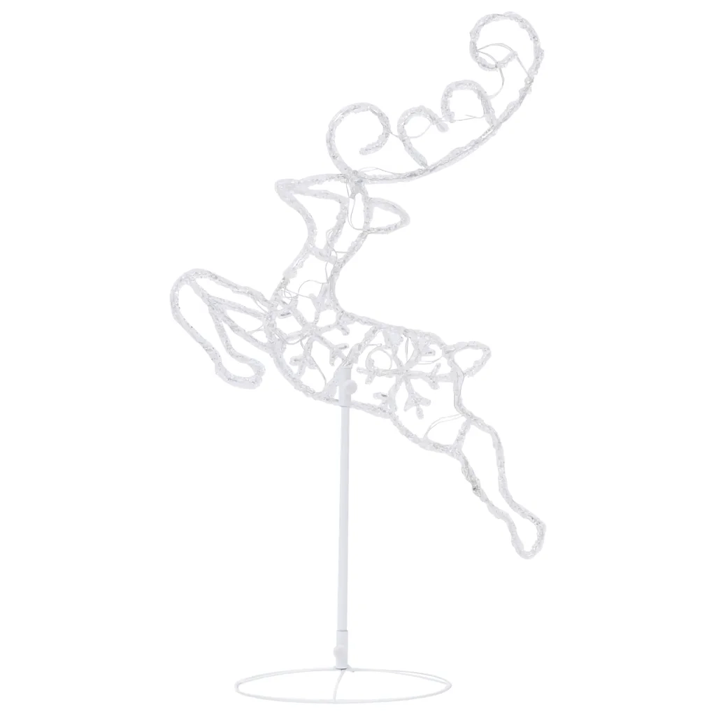 Decorazione Slitta Renne in Acrilico 260x21x87cm Bianco Caldo 328509