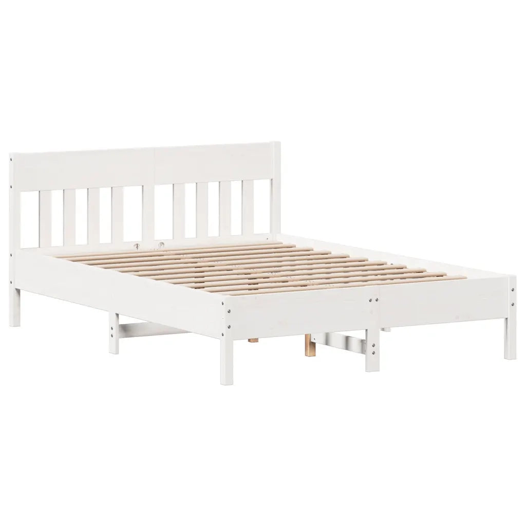 Letto senza Materasso-Struttura Letto Bianco 150x200 cm Legno Massello di Pino 243286