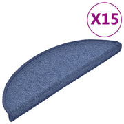 Tappetini per scale 15 pz | Gradini per Scale 56x17x3 cm blu semicircolari