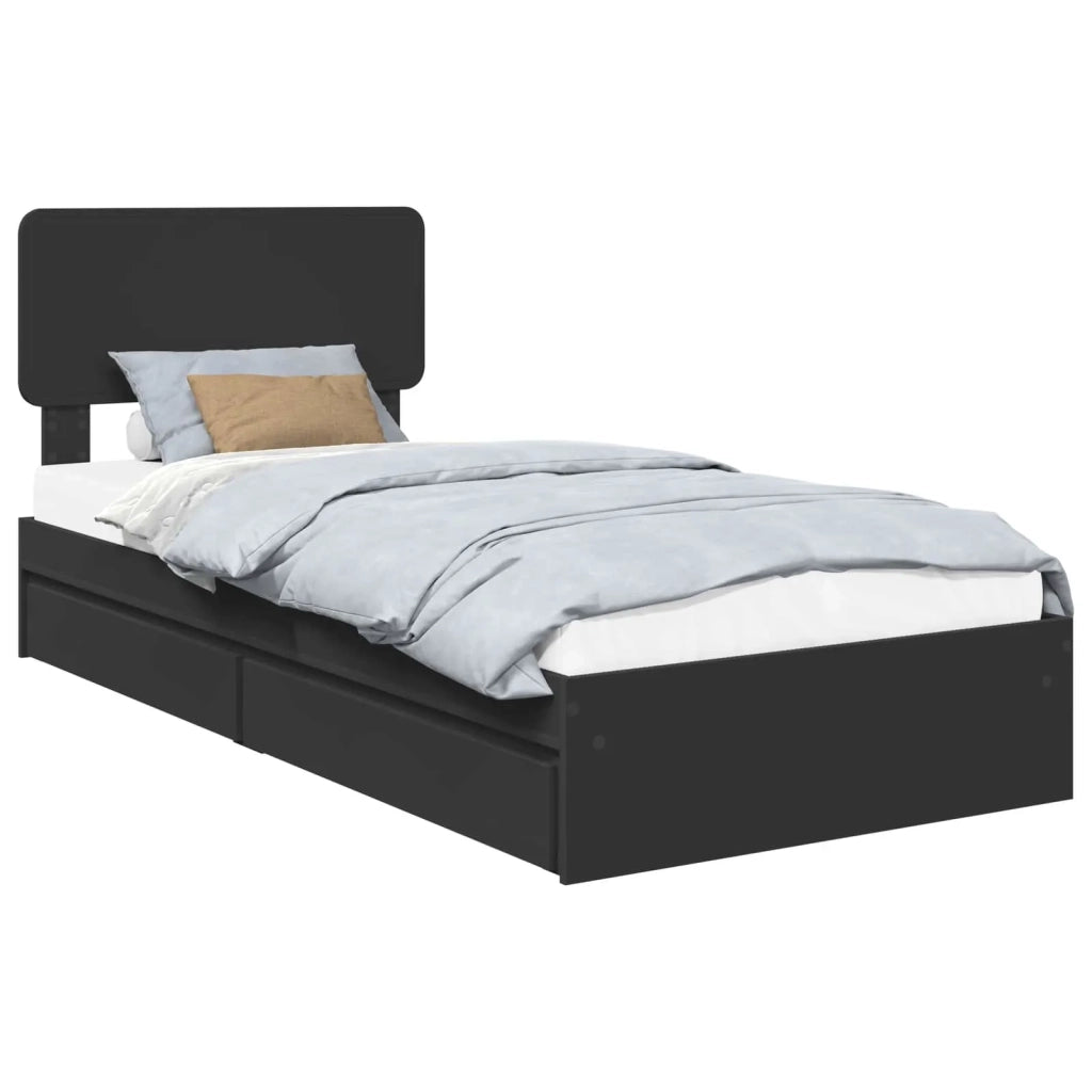 Letto con Contenitore Nero 75 x 190 cm Legno multistrato 3412326