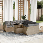Set Divano da Giardino 9 pz con Cuscini Beige in Polyrattan 3268429