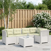 Divano da Giardino 5 Posti con Cuscini Stile Rattan PP Bianco 3444094