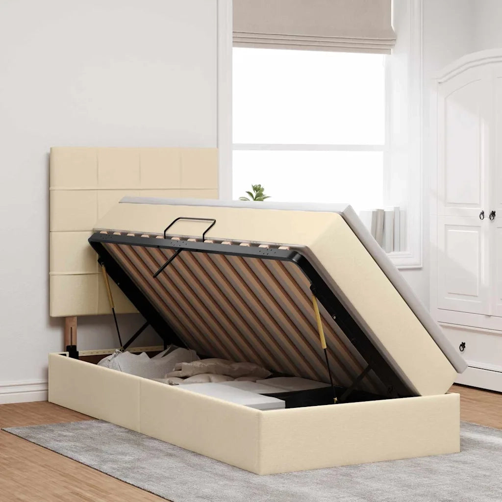 Letto con contenitore e LED Crema 90 x 200 cm Poliestere 3372394