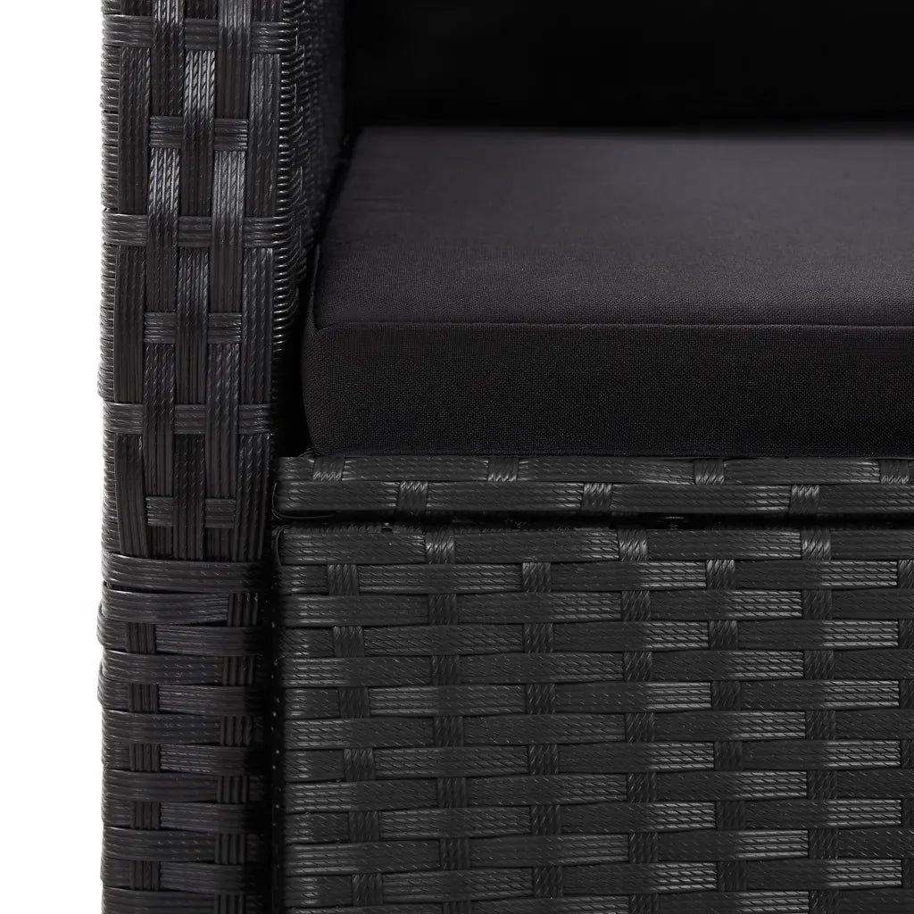 Set da Pranzo da Giardino 11 pz con Cuscini in Polyrattan Nero