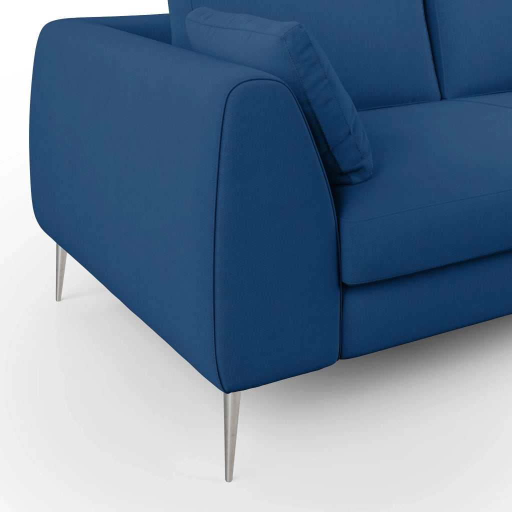 Plano Divano moderno in microfibra tecnica smacchiabile T11 216 cm blu