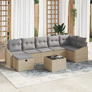 Set di divani con cuscino con archiviazione Beige polyrattan 3359309