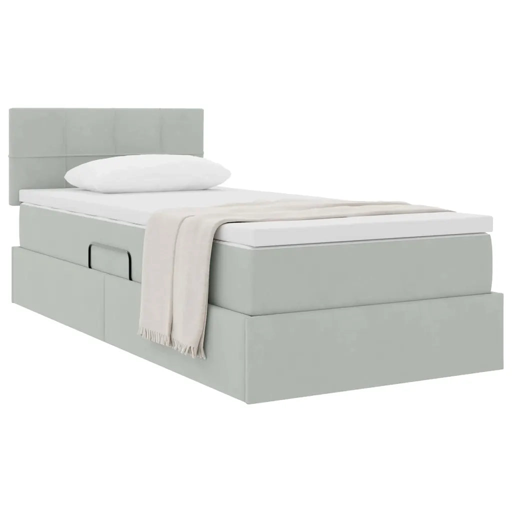 Letto con Contenitore Grigio chiaro 90 x 190 cm Velluto