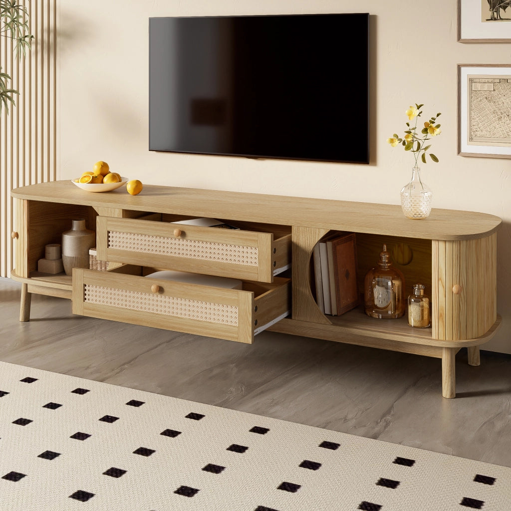 Cassettiera per TV colore naturale in MDF lunghezza 170 cm