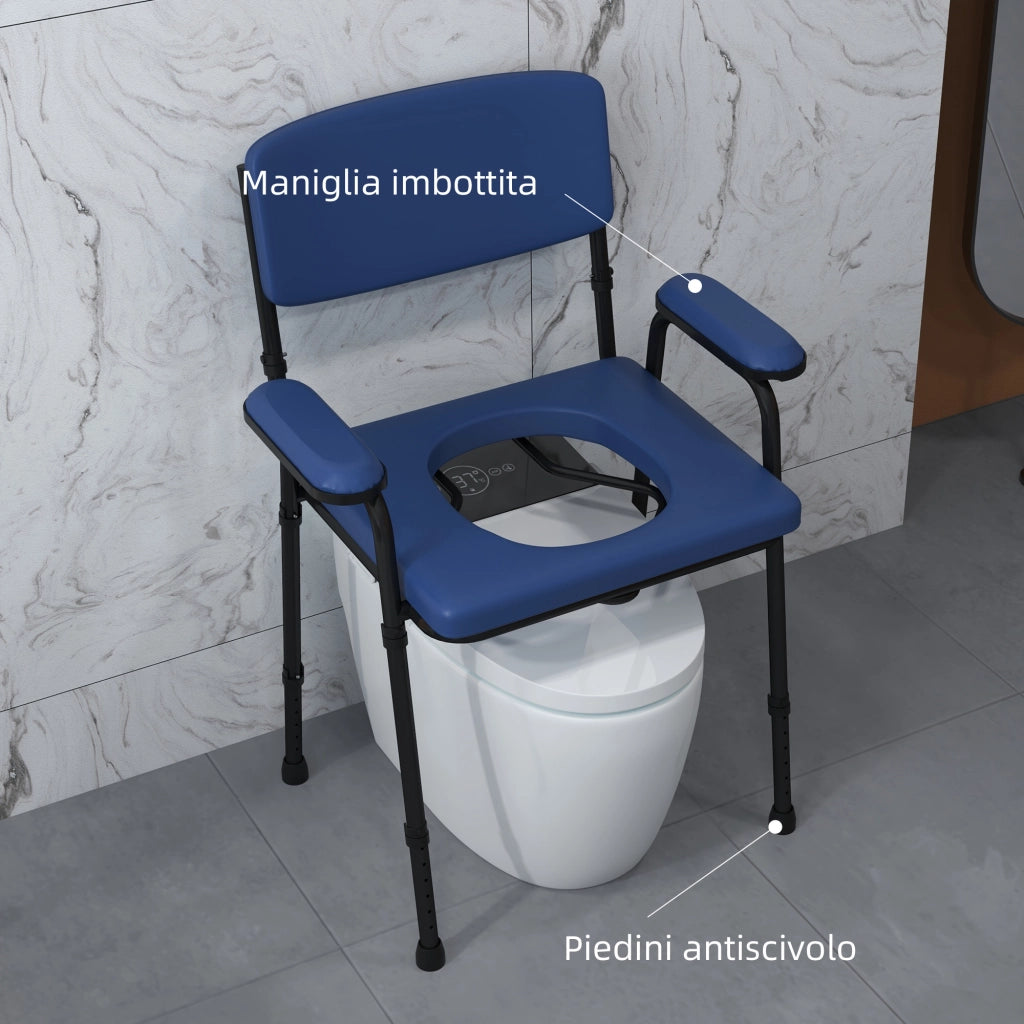 Sedia da bagno regolabile con secchio rimovibile ¨C zephmum ¨C blu