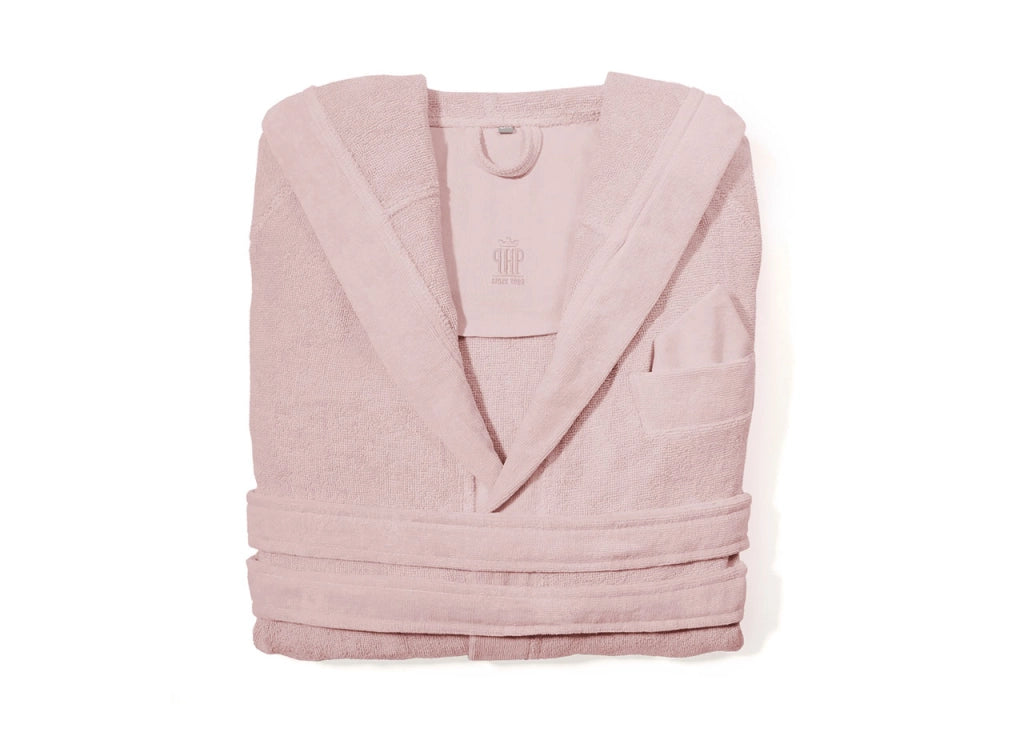 Accappatoio Con Cappuccio E Tasche In Spugna Mod. Joy Tinta Unita Rosa - L-XL - Rosa