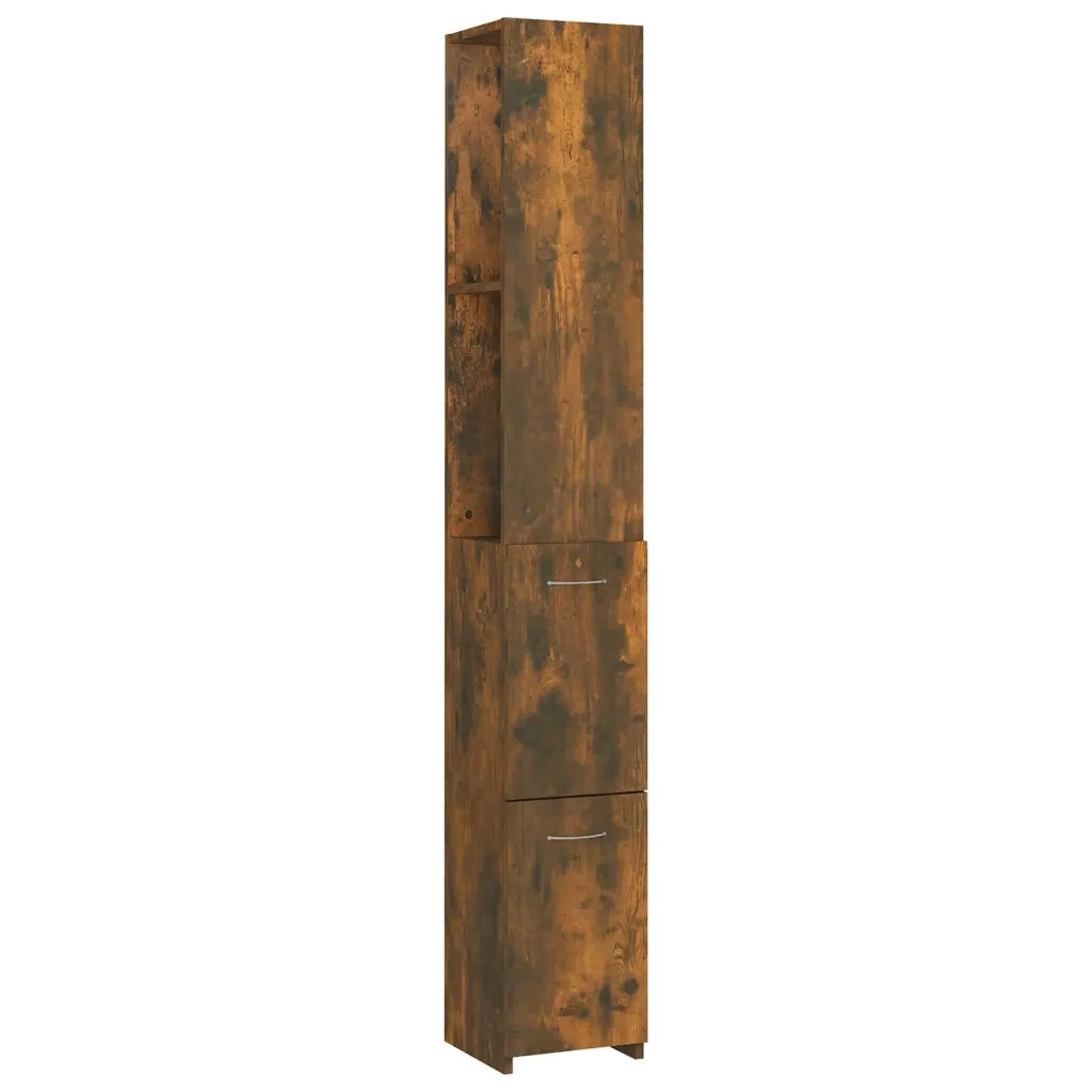 Armadietto Bagno Rovere Fumo 25x26,5x170cm in Legno Multistrato 815960