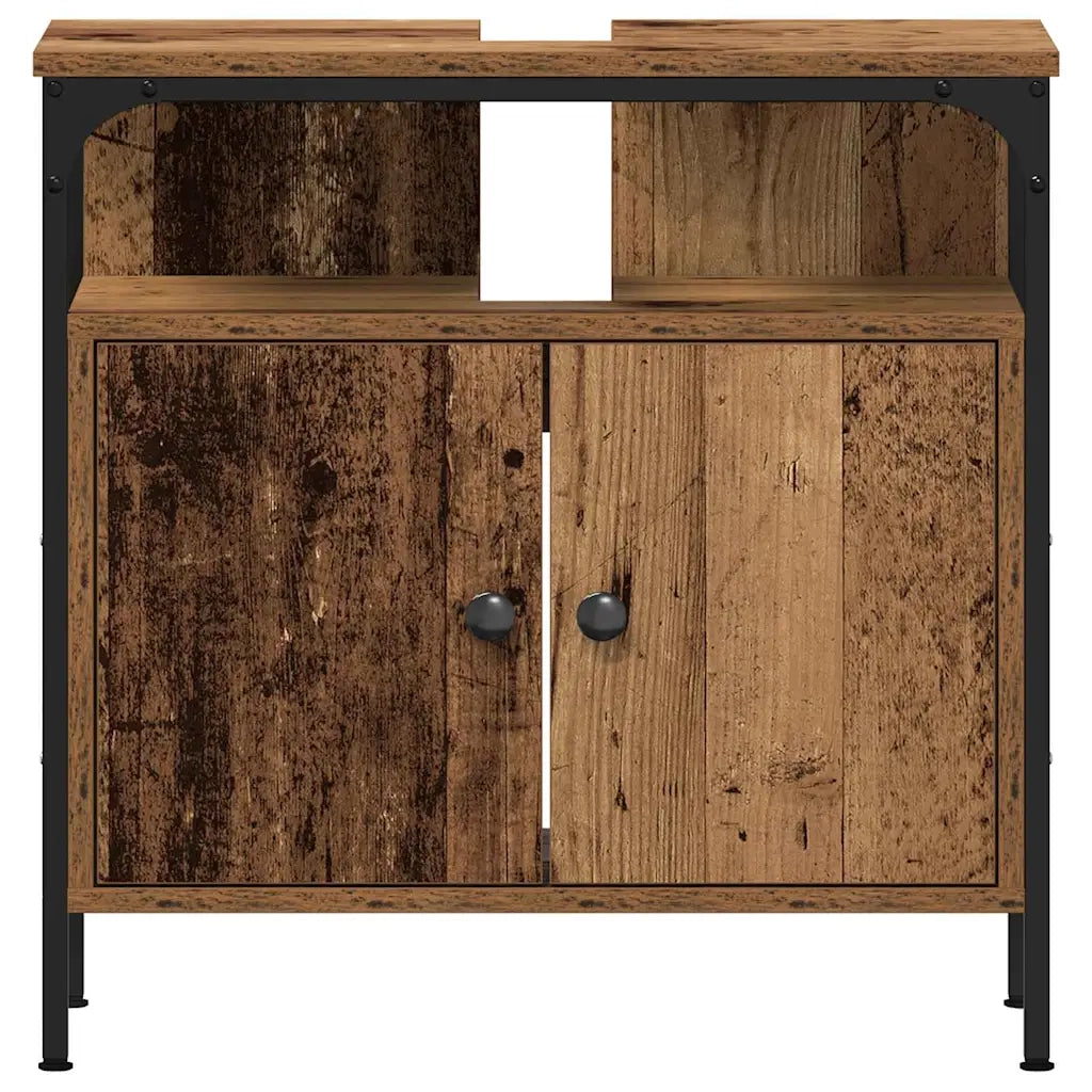 Set di mobili per il Bagno | Armadio da bagno con lo scaffale 4 pz Legno vecchio