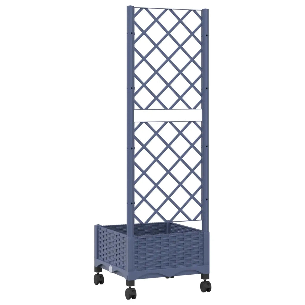Vaso da giardino con grigliato e ruote Blu Grigio PP 3422916