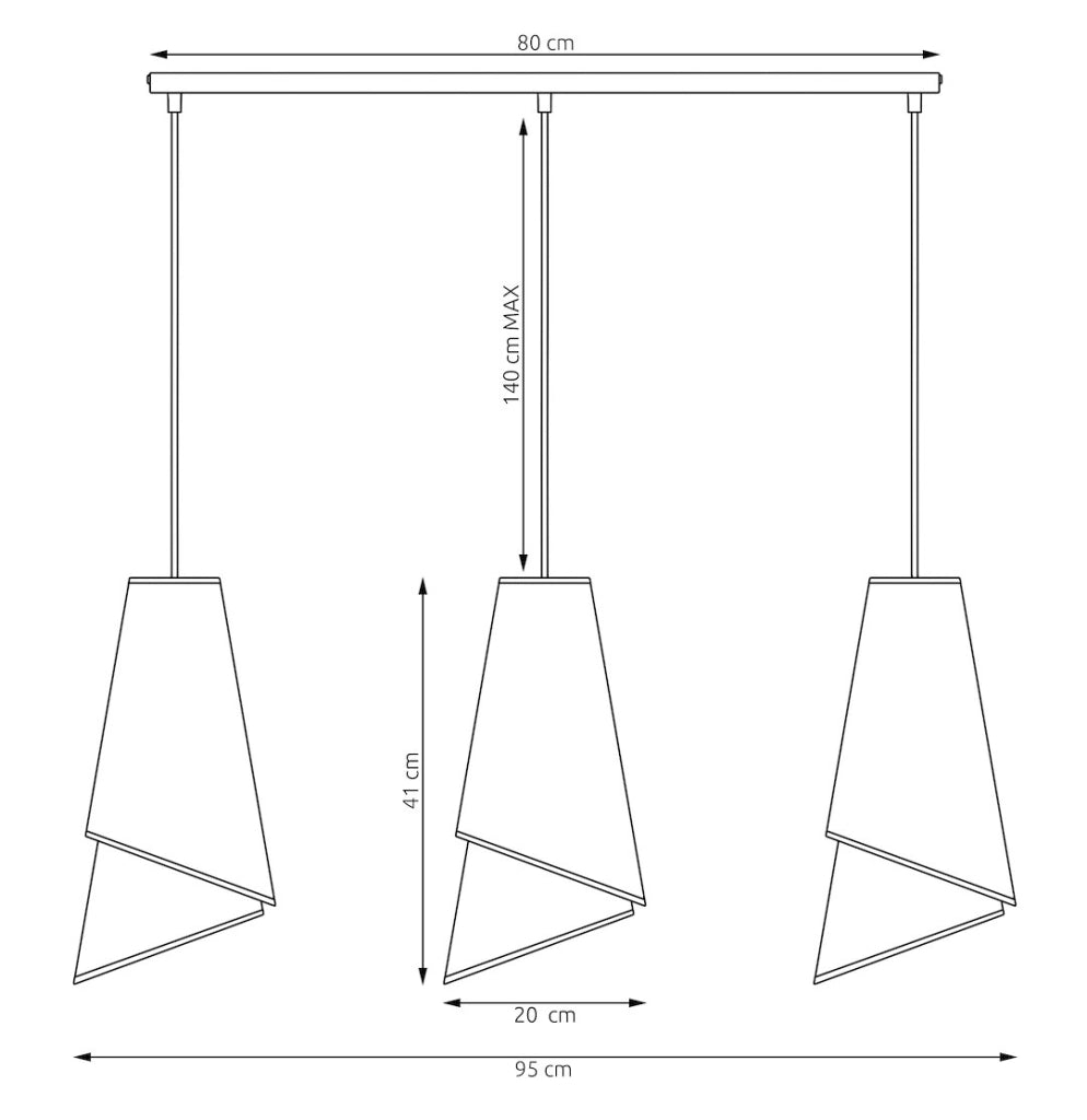 Lampada a sospensione MODA 3xE27 nera marrone Emibig