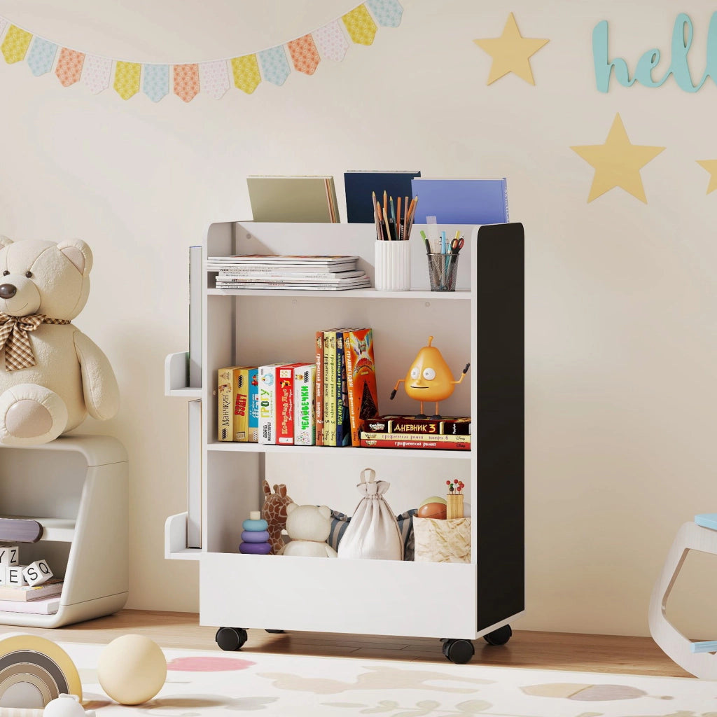 Libreria per Bambini con Ruote e Lavagna ¨C zephmum ¨C Bianco