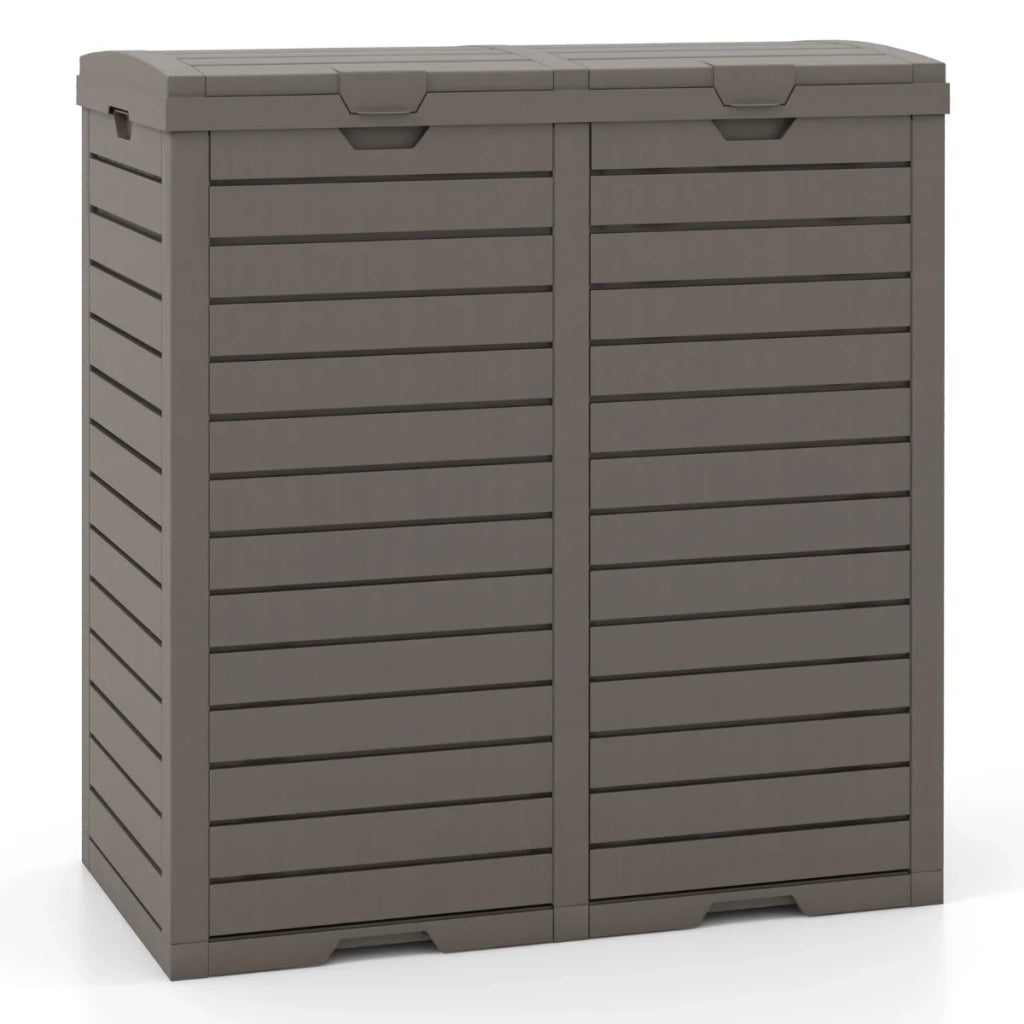 Pattumiera da esterno 77 x 40 x 86 cm doppio secchio pratica e a tenuta stagna design contemporaneo in PP marrone 20_0017844