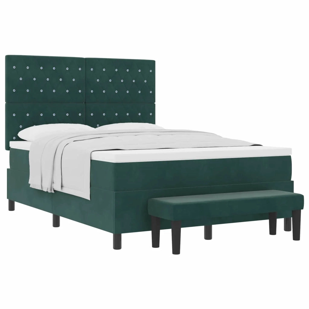 Letto a molle con testiera Verde scuro 200 x 140 cm Velluto 3344453
