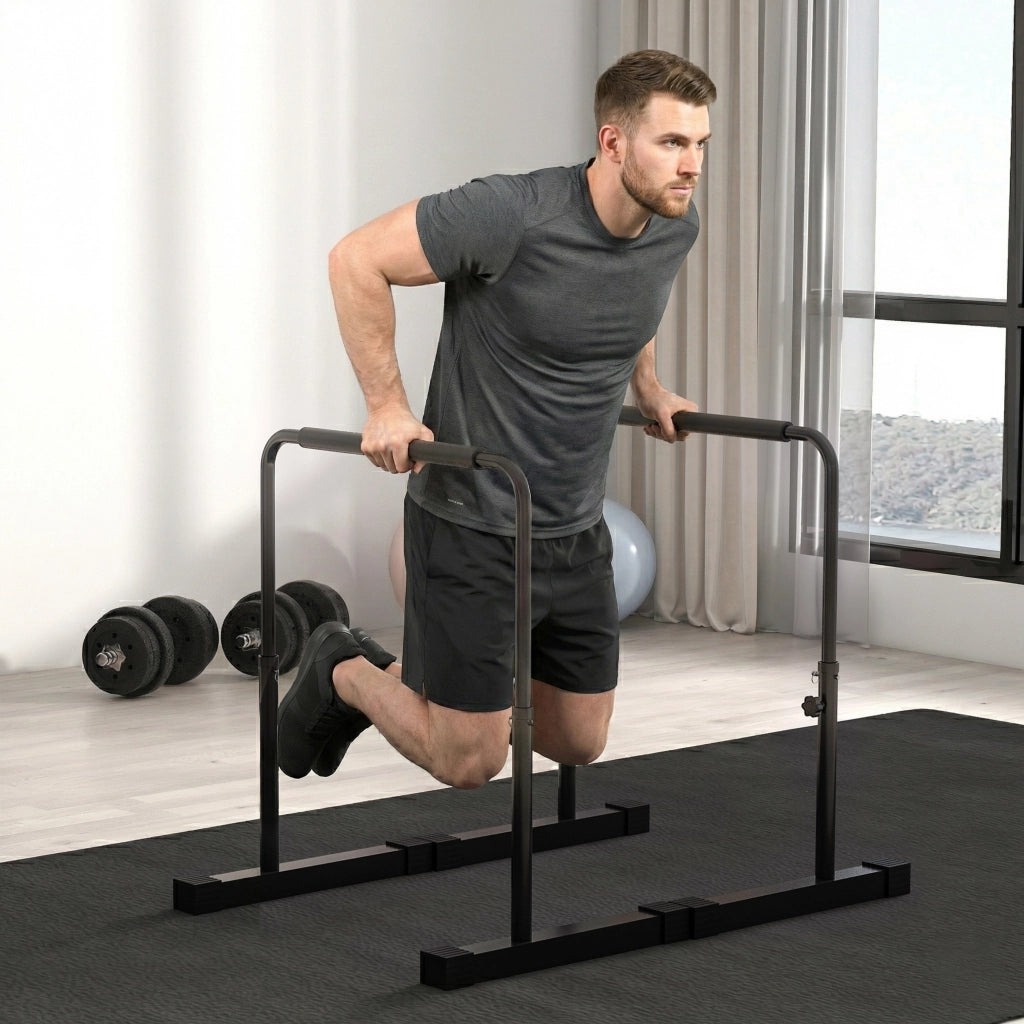 Set 2 Barre per Dip ¨C Minimal ¨C Acciaio Nero, 70x50x80-105 cm