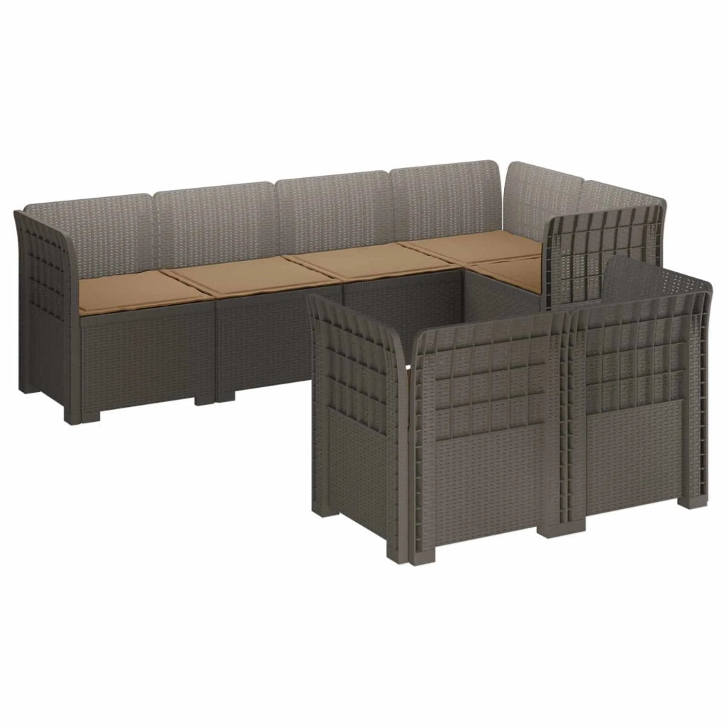 Divano 7 Posti da Giardino con Cuscini Aspetto Rattan PP 3444156