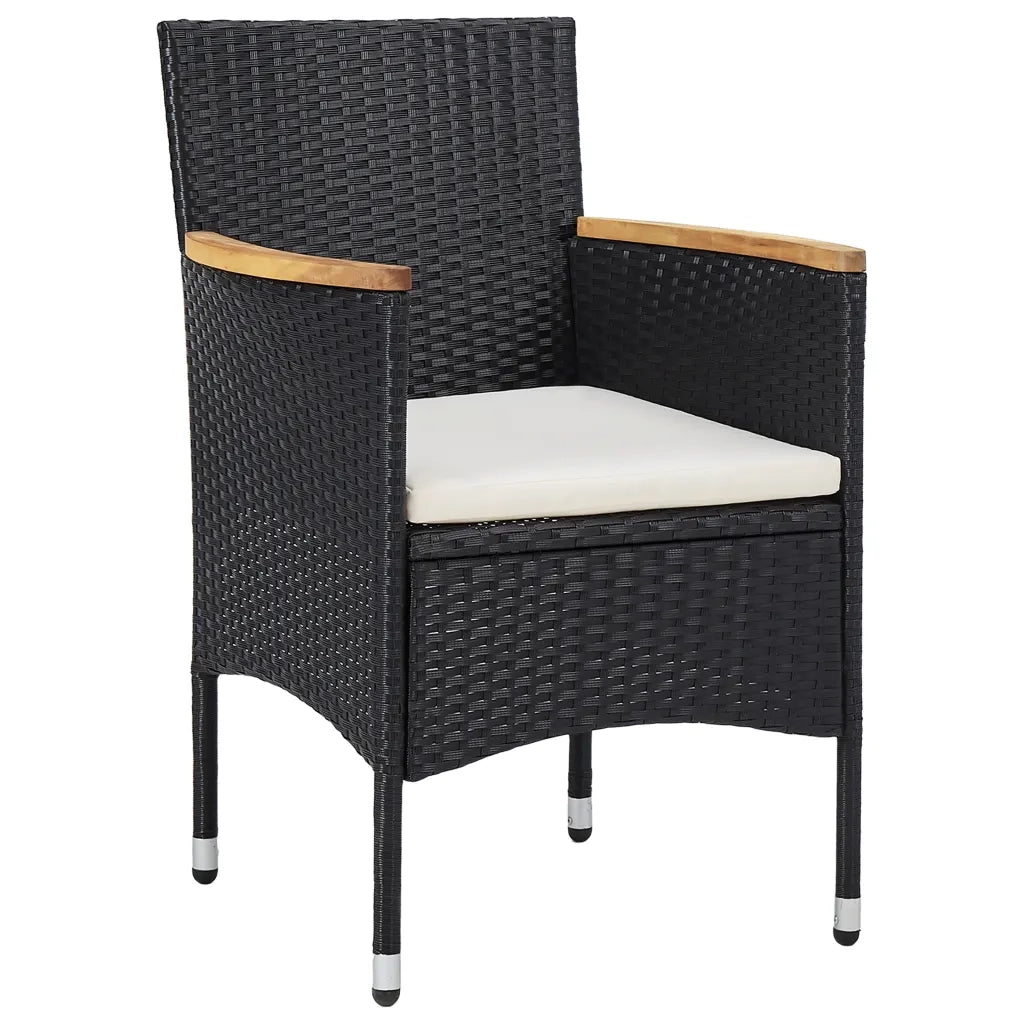 Set da Pranzo per Giardino 5 pz | Set Salotto da Giardino in Polyrattan Nero