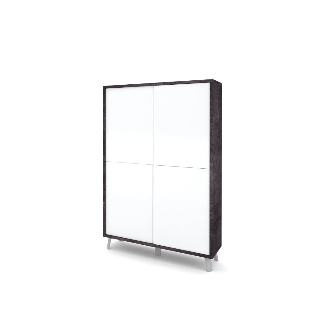 Credenza alta VELBRUK nero pietra/bianco lucido
