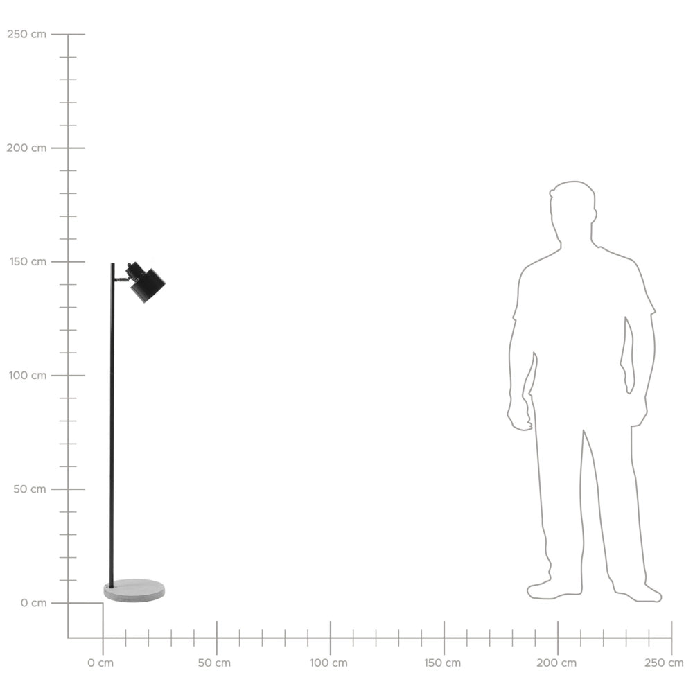 Lampada da terra in metallo Nero 149 cm con paralume regolabile con base in cemento