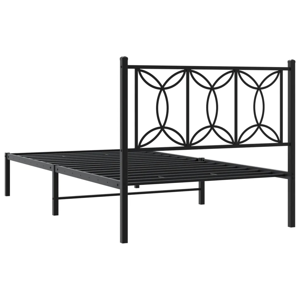 Giroletto con Testiera Metallo Nero 100x200 cm 376123