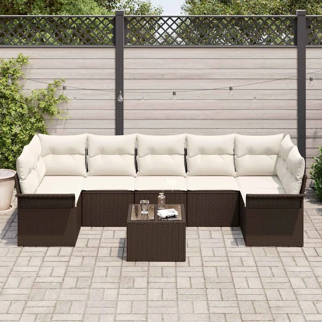 Set Divano da Giardino con cuscino 8 pcs Marrone polyrattan 3345278