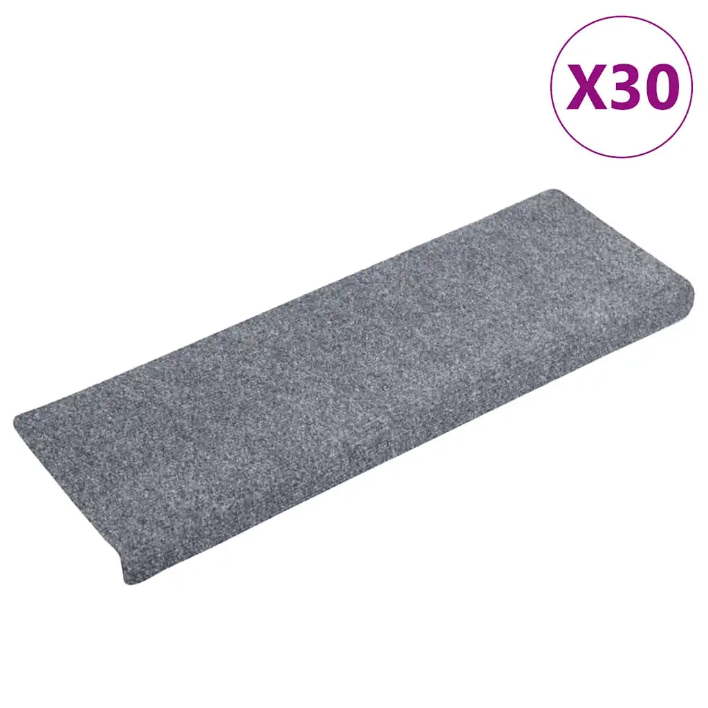 Tappetini per scale autoadesivi 30 pz | Gradini per Scale 65x21x4 cm Grigio chiaro bordo rettangolare