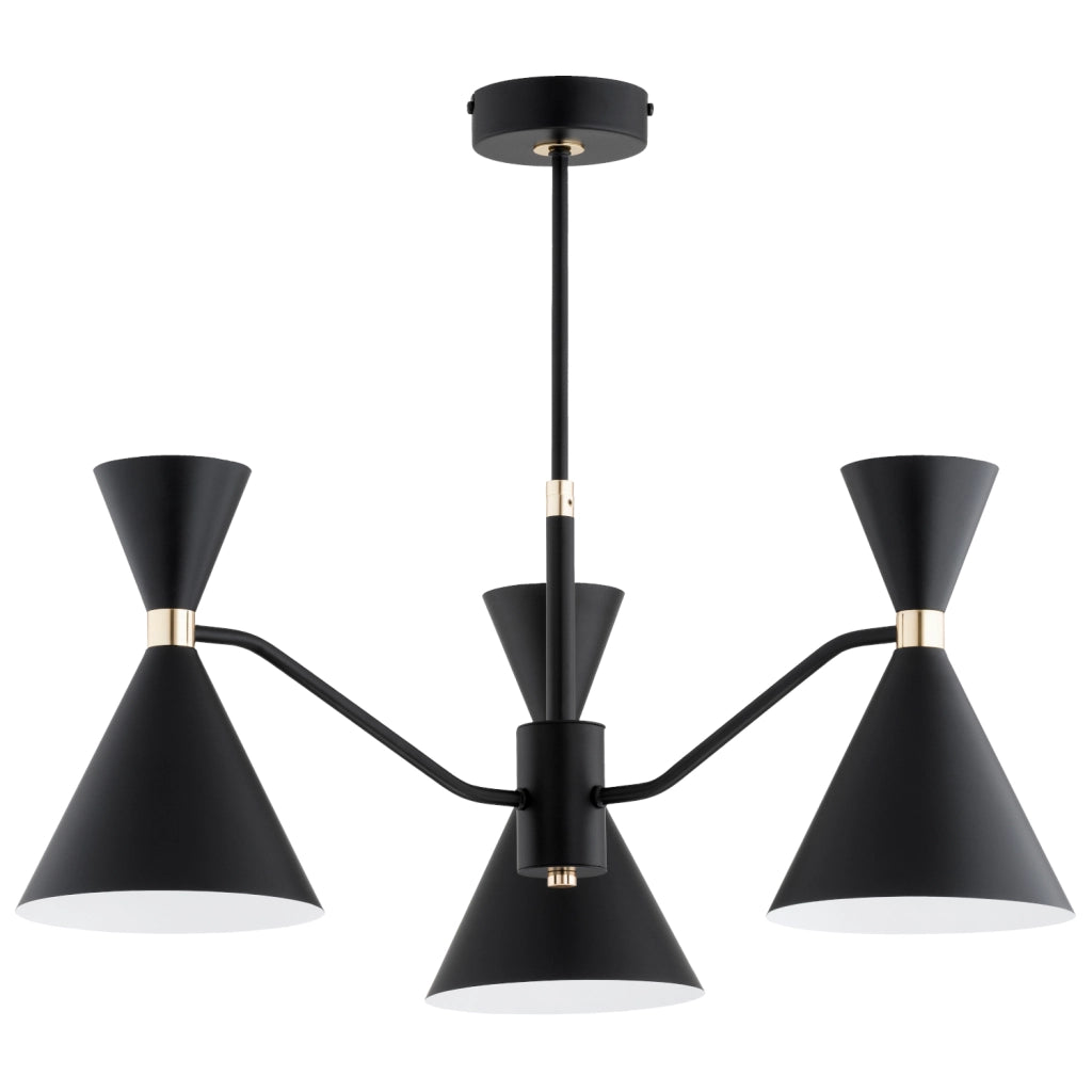 Plafoniera SALUT nera oro 3 luci coni E27/GU10 15W Alfa