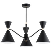Plafoniera SALUT nera oro 3 luci coni E27/GU10 15W Alfa