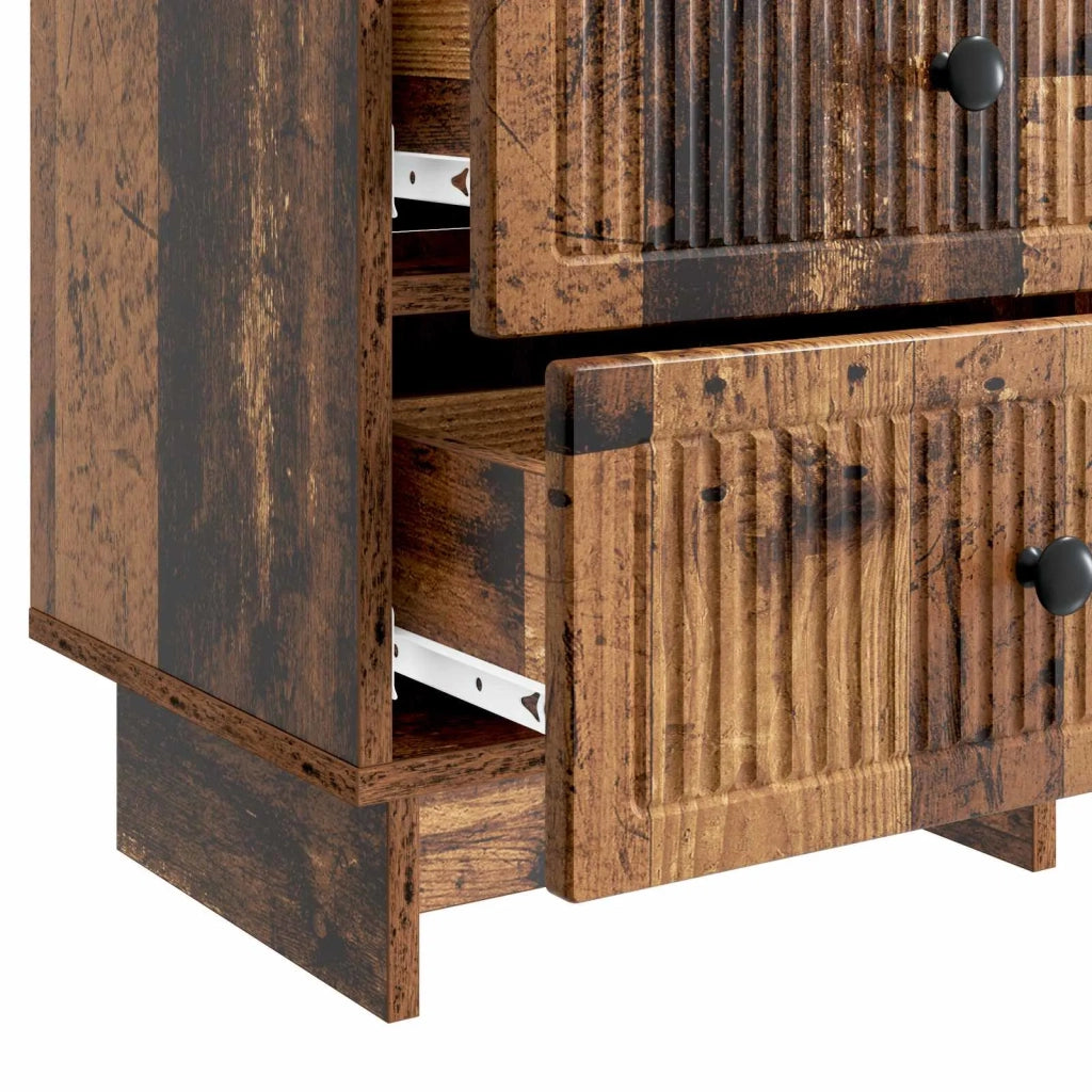 Set di 2 Comodini | Armadio da Notte | Mobiletto da notte Legno antico 43 x 34,5 x 47,5 cm