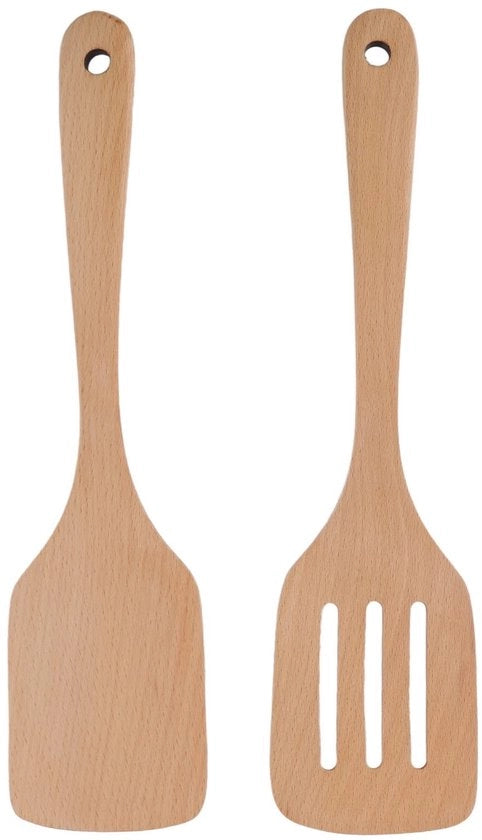 Set di spatole in legno da cucina 2 pezzi - Antiscivolo - Materiale: Beugo - Lunghezza: 30,5 cm