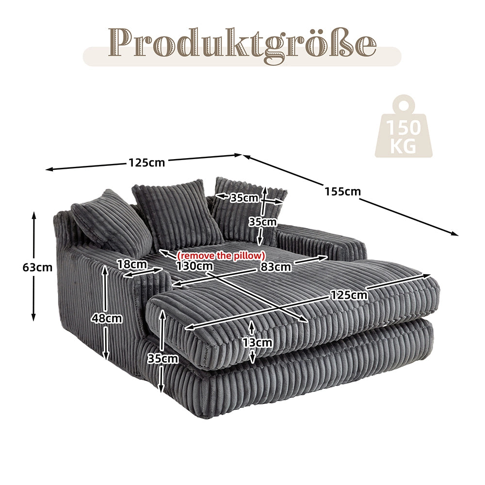 Cloud couch - Xylo - Velluto coste 3 cuscini grigio scuro