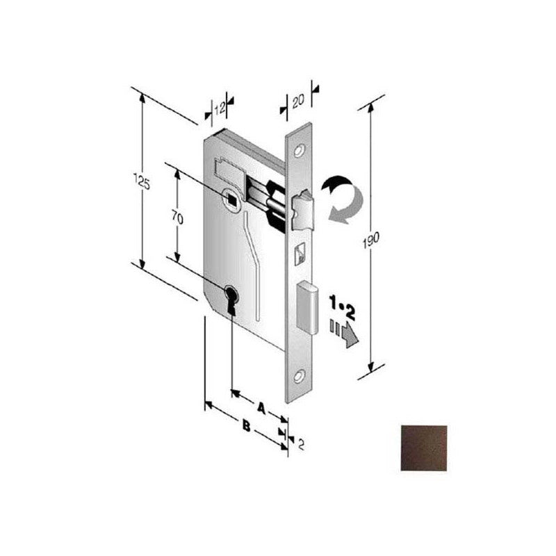 Serratura Patent Mm 8X70 E45 Bq Bronzata Gb