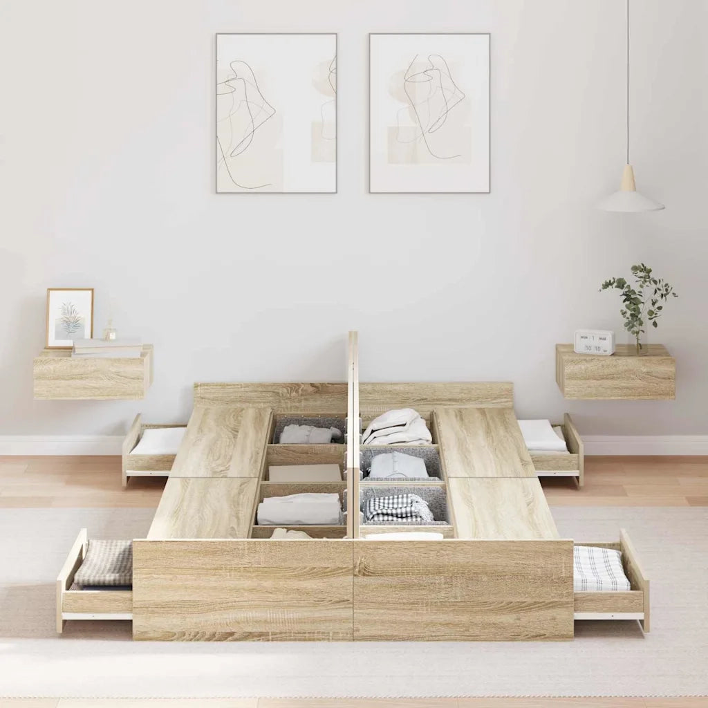 Struttura letto con contenitore Rovere Sonoma 120 x 200 cm 3335303