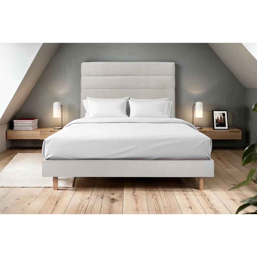 Letto 140x200 cm con testiera in linea - Tessuto velluto