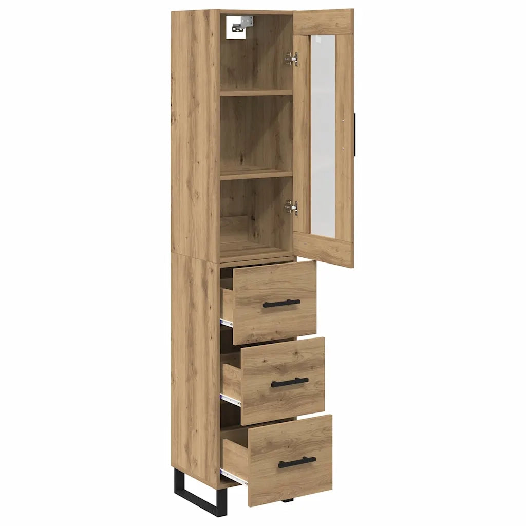 Credenza con Cassetto-Buffet-Armadio da cucina Rovere artigianale 69,5 x 34 x 180 cm 863660